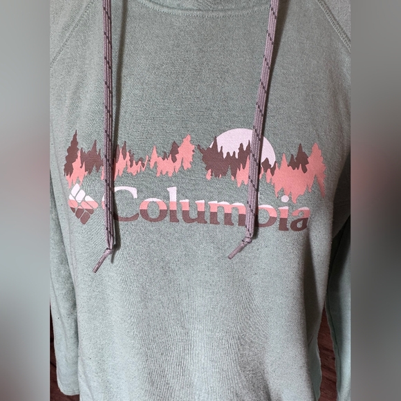 Columbia Light Gray Hoodie with Pink Graphic - Picture 2 of 4